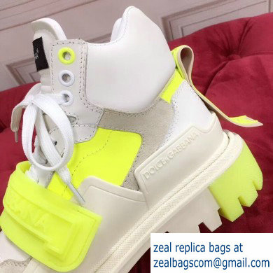 Dolce  &  Gabbana High-top Sneakers Creamy/Fluo Yellow With Logo 2019